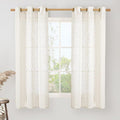 Cream Linen Semi Sheer Curtains 63 Inch Length 2 Panels, 34 x 63 Inch | Light by LAMIT