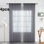 SpaceDresser Grey Sheer Curtains 4 Panels Rod Pocket Semi-Sheer Curtain 108 - Image 2