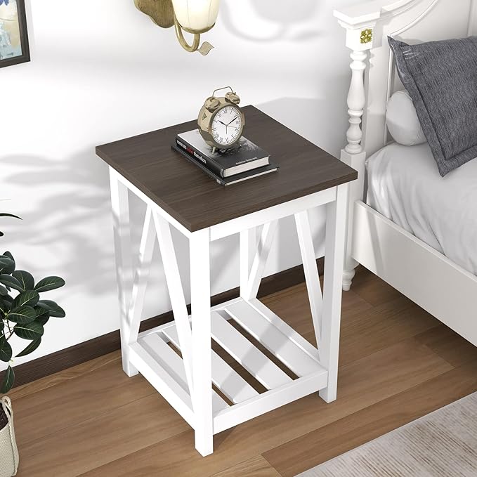ChooChoo Farmhouse End Table, Rustic Vintage End Side Table - Image 4