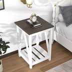 ChooChoo Farmhouse End Table, Rustic Vintage End Side Table - Image 4