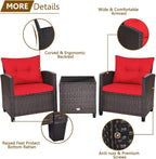 HAPPYGRILL 3 Pieces Patio Conversation Set, Outdoor Furniture Set PE Rattan - Image 7
