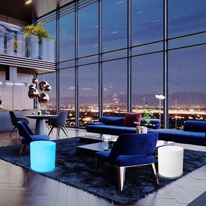 16-inch LED Cylinder Stool, Rechargeable Glowing Chair w/Remote, Dimmable 16 - Image 4