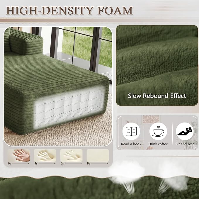95" Cloud Sectional Couch U-Shaped Chaise - Image 4