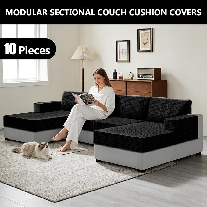 UNBBRRL 10 Pieces Stretch Sofa Cushion Covers - Image 6