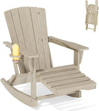 Adirondack Rocking Chair with Retractable Ottoman, Outdoor Folding Adirondack by Unknown