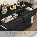 56" Large Wooden Buffet Cabinet - Image 5