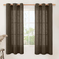 Linen Curtains 63 Inch Length 2 Panels, Chocolate Linen Textured Light by LAMIT