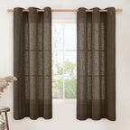 Linen Curtains 63 Inch Length 2 Panels, Chocolate Linen Textured Light by LAMIT