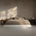 RECCI AirFrame Half-Moon Upholstered King Platform Bed Frame, Boucle Curved by RECCI