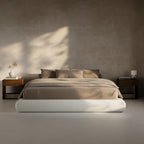 RECCI AirFrame Half-Moon Upholstered King Platform Bed Frame, Boucle Curved by RECCI