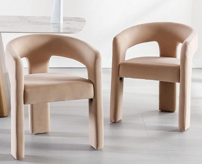 VESCASA Velvet Barrel Dining Chair - Image 3