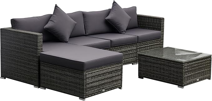 Outsunny 6 Piece Patio Furniture Set Outdoor Wicker Conversation Set All by Outsunny