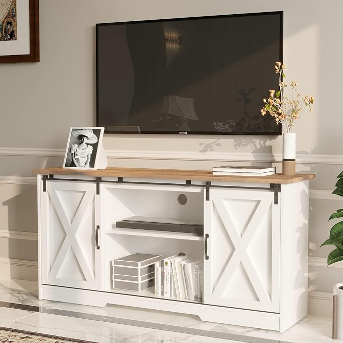 4 EVER WINNER TV Stand for 65 Inch TV for Living Room, Modern Farmhouse Barn - Image 4