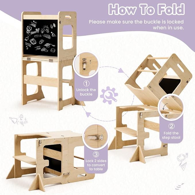 labebe Toddler Standing Tower for 12M+, Montessori Foldable Learning Standing - Image 5