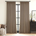 MIULEE Cafe Brown Pinch Pleated 100% Blackout Linen Curtains 40x84 Inches | by MIULEE