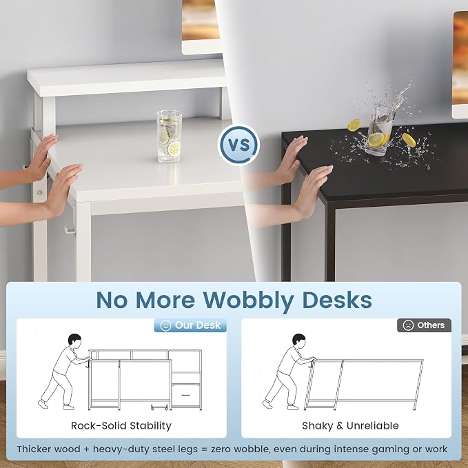 SEDETA 66" L Shaped Desk with Power Outlet, Reversible Home Office Computer - Image 7