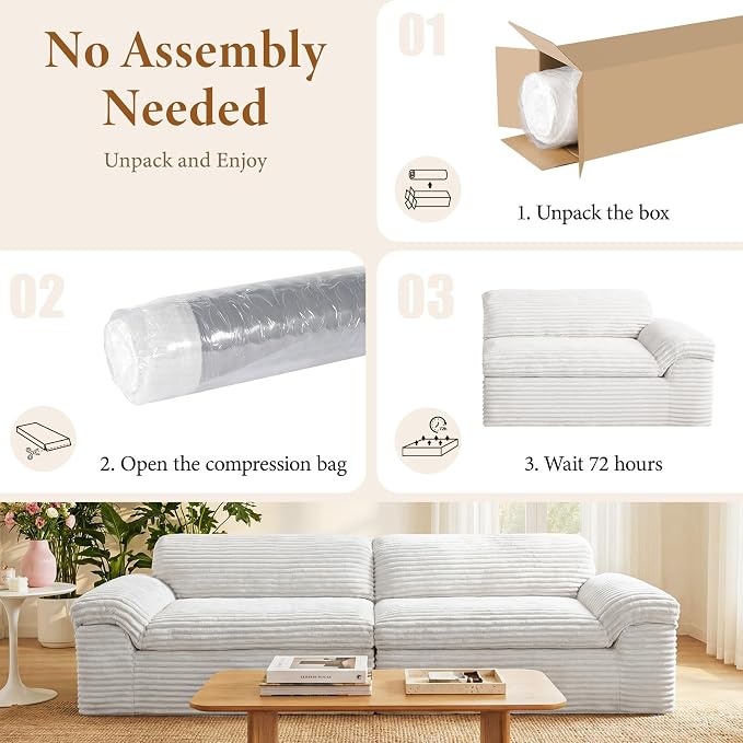 Vesgantti 118" Modular Sectional Couch, Comfy Corduroy Upholstered Cloud Couches - Image 8