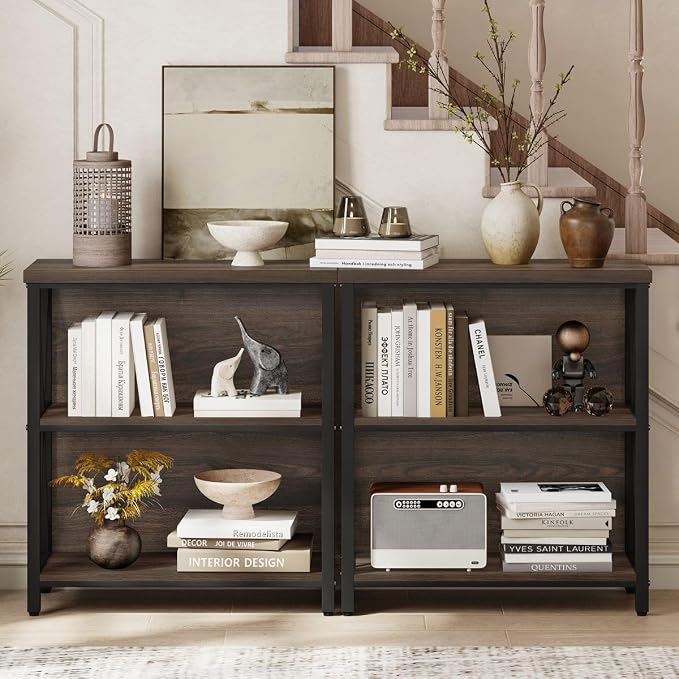 FATORRI Small Bookshelf, 3 Shelf Bookcase - Image 3