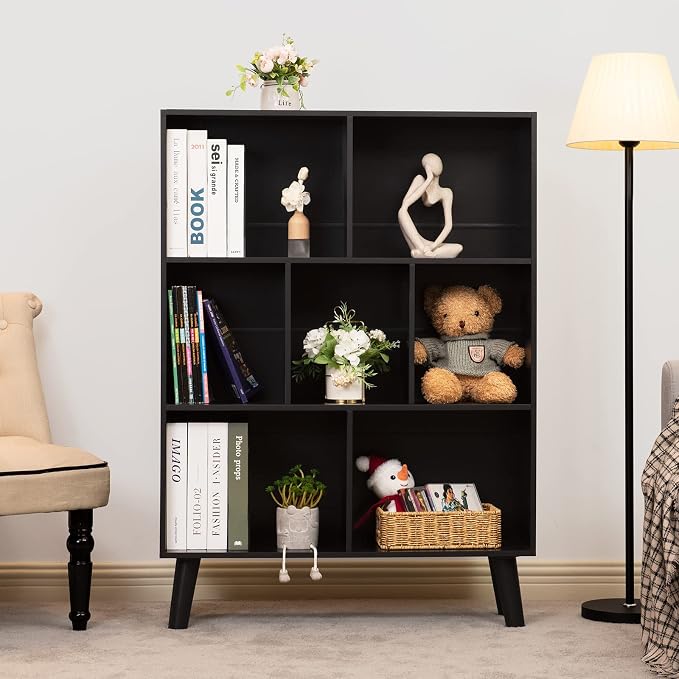 YAHARBO Black Bookshelf, 3 Tier Modern Bookcase - Image 5