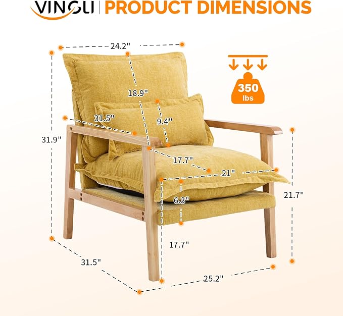 VINGLI Mid-Century Modern Cloud Accent Armchairs set of 2 - Image 2