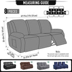 TAOCOCO Recliner Sofa Covers 8-Pieces Stretch Large Couch Covers - Image 5