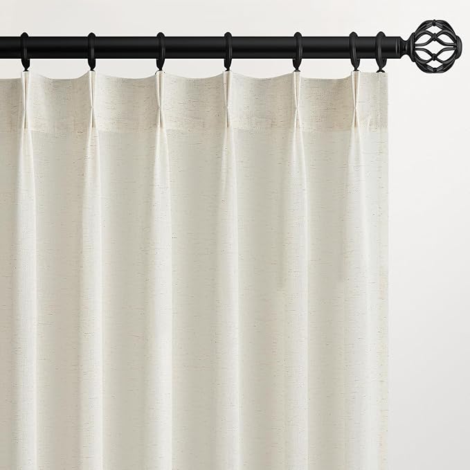 Topfinel Pinch Pleated Curtains 54 Inches Long 2 Panels Set, Natural Cream Semi by Topfinel