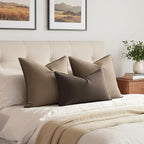 MIULEE Decorative Linen Lumbar Pillow Cover 12x20 Inch Dark Coffee | Fall - Image 4