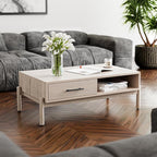 Bme Coffee Table for Living Room, Lyra Solid Wood Rectangle, Mid Century Modern by Bme