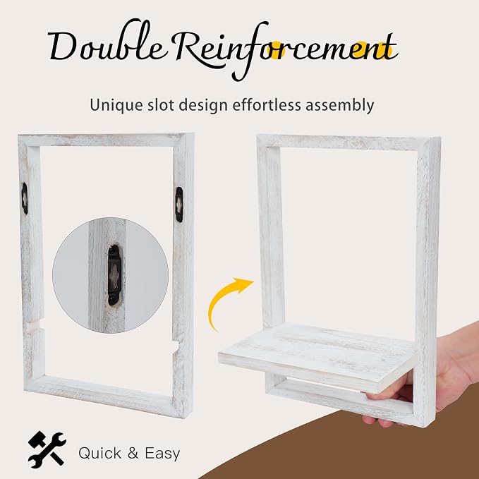 PHOENANCEE Square Floating Shelves, Framed Wall Shelf Decorative Set of 4 - Image 8