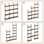 HOOBRO DIY Ladder Shelf, 6-Tier Wooden Wall Mounted Bookshelf, Narrow Bookcase - Image 6
