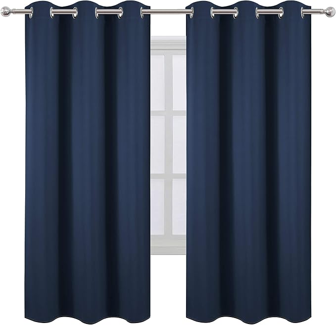 Navy Blue Thermal Blackout Curtains/42 x 72 Inch/Set of 2 Panels Room Darkening - Image 2
