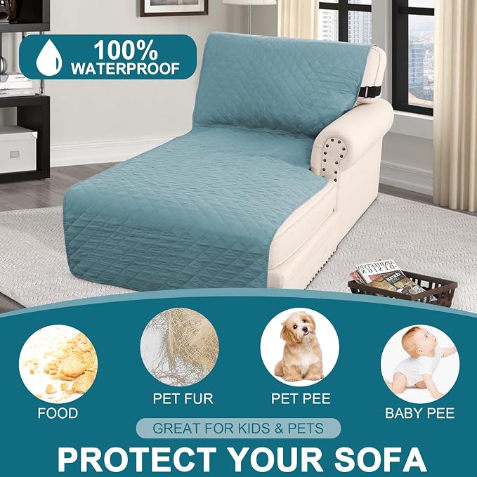 Turquoize 100% Waterproof Sofa Covers Chaise Lounge L Shape Sofa Protector Slip - Image 2