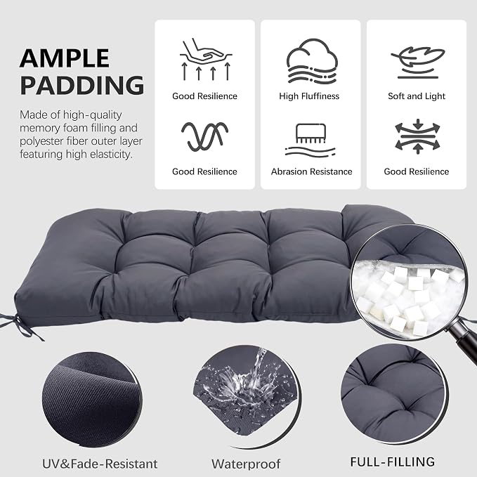 3 Pcs Wicker Chair Cushions Patio Loveseat Chaise Cushion Set - Image 3