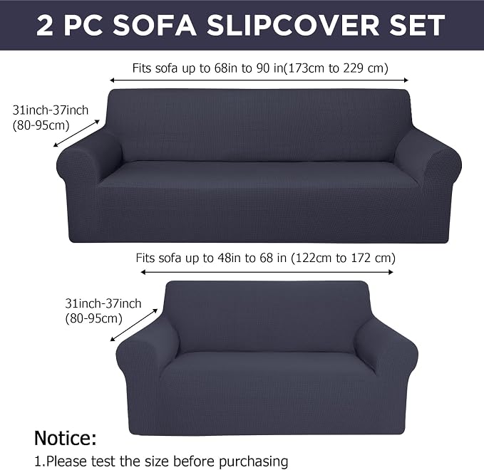 Peryiter 2 Pcs Sofa Covers Couch and Loveseat Covers Set Stretch Sofa Slipcover - Image 2
