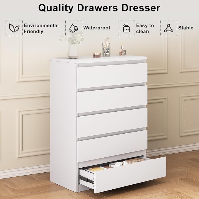 Jocoevol White 5 Drawer Dresser - Image 5