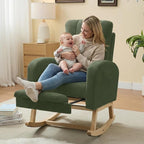 NIOIIKIT Nursery Rocking Chair, Corduroy Upholstered Rocking Chair - Image 3