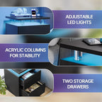 3-Piece Modern Living Room Table Set, Includes LED Coffee Table and End Tables - Image 7