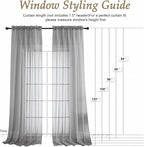 Charcoal Grey Sheer Curtains 84 Inches Long 2 Panels Set, Light Filtering Sheer - Image 2