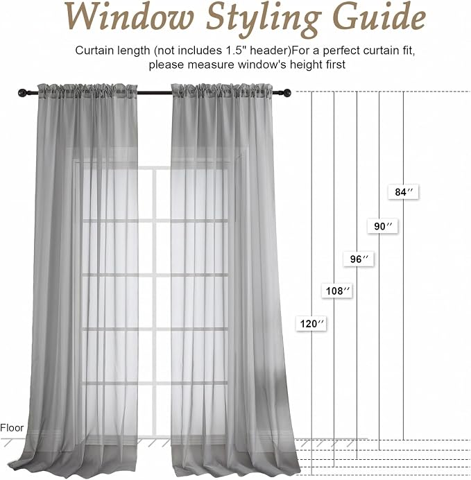 Charcoal Grey Bedroom Curtains 2 Panel Sets 96 Inch Length, 59 Inch Extra Wide - Image 2