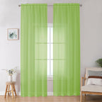 Lime Sheer Curtains for Bedroom Living Room 96 Inches Long 2 Panels Set by OWENIE