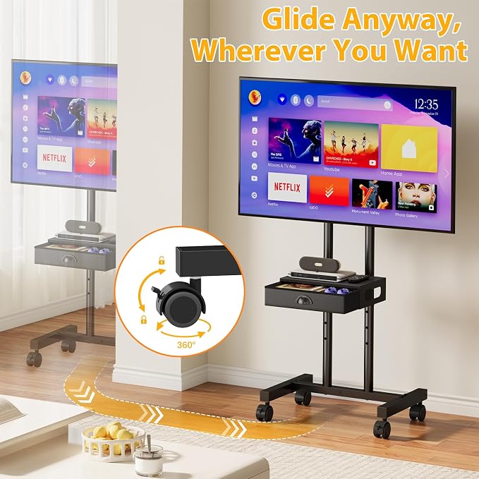 Hayexiha Rolling TV Stand with Drawer - Image 2