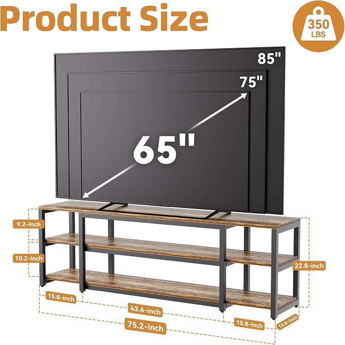 Aquzee 85 inch TV Stand, Entertainment Center - Image 3