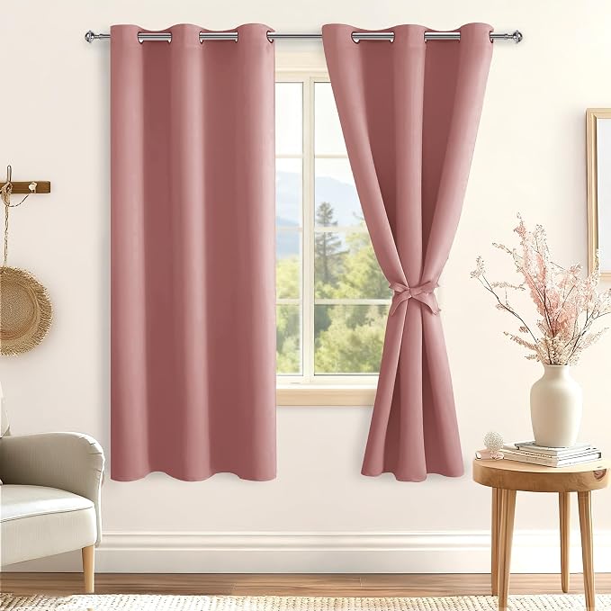 Room Darkening Curtains for Bedroom 2 Panels Dusty Rose 38x72 Inch | Noise - Image 8