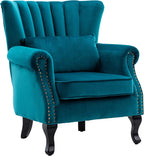 Mid Century Accent Chair Modern Tufted Wingback Armchairs Club Chair Velvet - Image 4