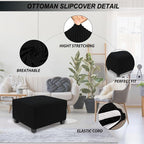 NeColorLife Stretch Ottoman Cover Square Soft Knitted Jacquard Washable Thick - Image 2