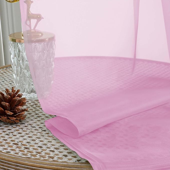 Chyhomenyc Extra Long Pink Sheer Curtains 108 Inches Long 2 Panels, Light - Image 7