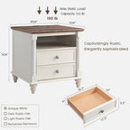 T4TREAM 24'' Farmhouse End Table w/4 Solid Wood Feet, Large 2 Drawers Wide Sofa - Image 2