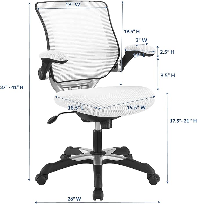Modway Edge Mesh Back and Mesh Seat Office Chair In Black - Image 3