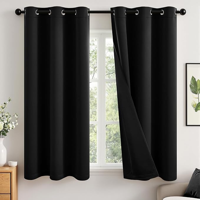 MIULEE Black 100% Blackout Curtains by MIULEE