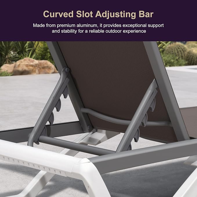 PURPLE LEAF Patio Chaise Lounge Chair Outside Aluminum Plastic Stackable - Image 8